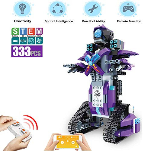 M&Ostyle STEM Remote Control Building Blocks Robot for Kids- Remote Control Engineering Science Educational Building Toys Kits for Boys and Girls Toys Intelligent Gift (Purple/333PCS)