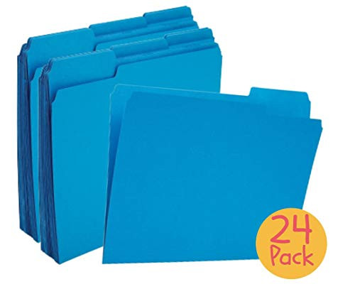 1InTheOffice Blue File Folders Top-Tab File Folders, 3 Tab, Blue, Letter Size, 24/Pack