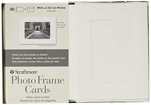 Strathmore (105-250 Photo Frame Cards Cutout Window, 40 Cards & Envelopes, White, 40 Cards & Envelopes