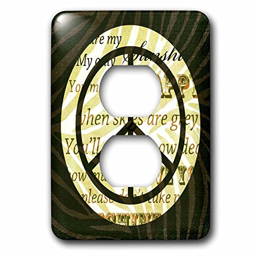 3dRose lsp_110428_6 Sunshine love song words peace sign with zebra print 2 Plug Outlet Cover, Multicolor
