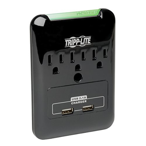 Tripp Lite 3 Outlet Portable Surge Protector Power Strip, Direct Plug in, 2 USB, $5,000 Insurance (SK30USB)