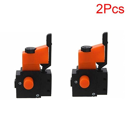 LDEXIN FA2-6/1BEK Black Lock on Power Tool Replacement Parts Push Button Tool Electric Hand Drill Speed Control Trigger Switch 2pcs AC 250V 6A 5E4 Orange