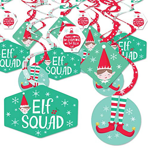 Big Dot of Happiness Elf Squad - Kids Elf Christmas and Birthday Party Hanging Decor - Party Decoration Swirls - Set of 40 Big Dot of Happiness Elf Squad - Kids Elf Christmas and Birthday Party Hanging Decor - Party Decoration Swirls - Set of 40