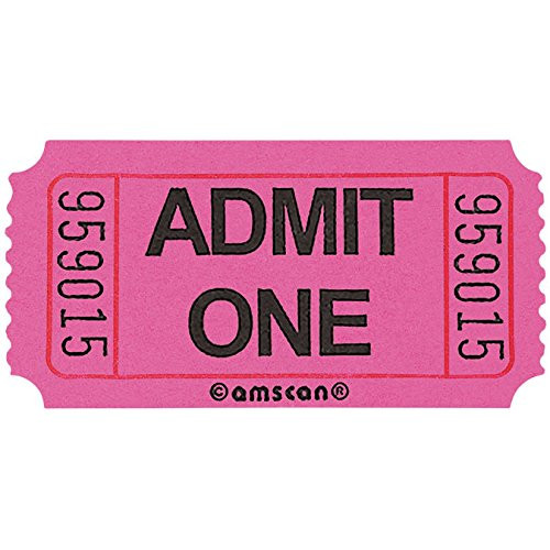 Amscan 341313 Fun-Filled Admit One Pink Ticket Roll, 1" x 2"