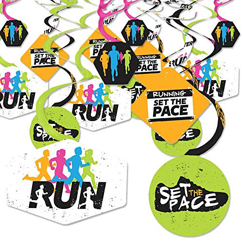 Big Dot of Happiness Set the Pace - Running - Track, Cross Country or Marathon Party Hanging Decor - Party Decoration Swirls - Set of 40