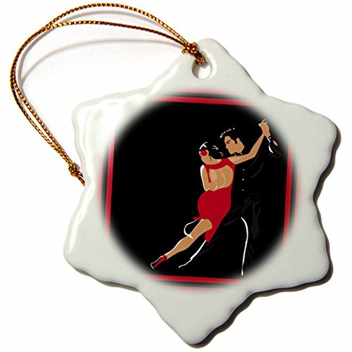 3dRose LLC Tango Anyone 3-Inch Snowflake Porcelain Ornament