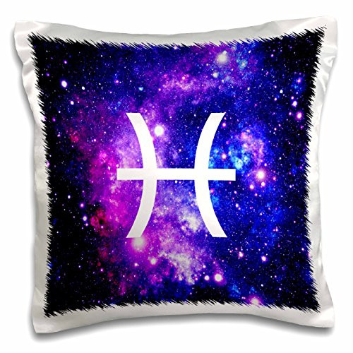 3dRose pc_202179_1 Taurus Star Sign on Purple Space Background Zodiac Horoscope Symbol Pillow Case, 16" x 16"