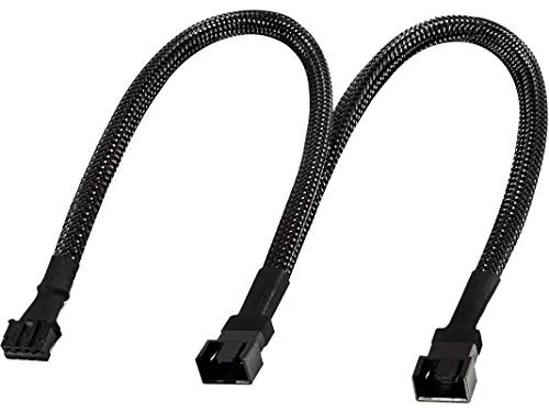 TeamProfitcom 4 Pin PWM GPU Dual Fan Splitter Adapter Cable Black Sleeved for Graphics Cards 12 Inches