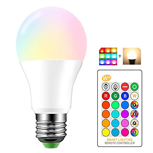 Lemonbest Dimmable 10watts RGBW LED Bulb Mood Light IR Remote Control 16 Color Changing Party Stage LED Lamp Lighting (10 Watt RGB+Warm White)