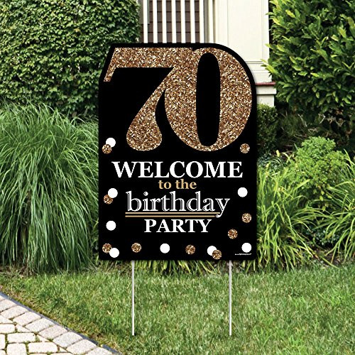 Big Dot of Happiness Adult 70th Birthday - Gold - Party Decorations - Birthday Party Welcome Yard Sign