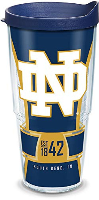 Tervis 1325124 Notre Dame Fighting Irish Spirit Insulated Tumbler with Wrap and Navy Blue Travel Lid, 24 oz, Clear Tervis 1325124 Notre Dame Fighting Irish Spirit Insulated Tumbler with Wrap and Navy Blue Travel Lid, 24 oz, Clear