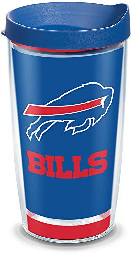 Tervis 1325217 NFL Buffalo Bills - Touchdown Insulated Tumbler with Wrap and Blue Travel Lid, 16 oz - Tritan, Clear