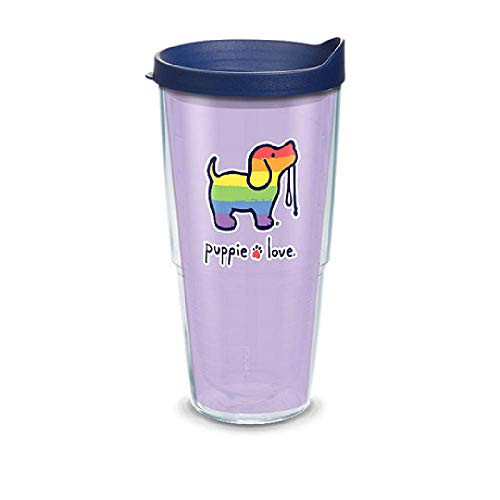 Tervis 1341241 Puppie Love - Pride Pup Insulated Tumbler with Wrap and Navy Blue Lid, 24oz, Clear
