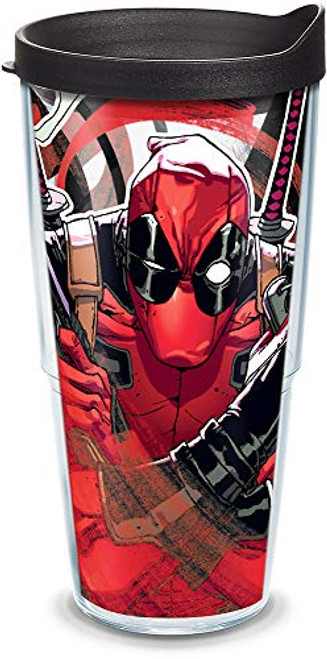 Tervis 1319340 Marvel - Deadpool Iconic Insulated Travel Tumbler with Wrap and Black Lid, 24oz - Tritan, Clear Tervis 1319340 Marvel - Deadpool Iconic Insulated Travel Tumbler with Wrap and Black Lid, 24oz - Tritan, Clear