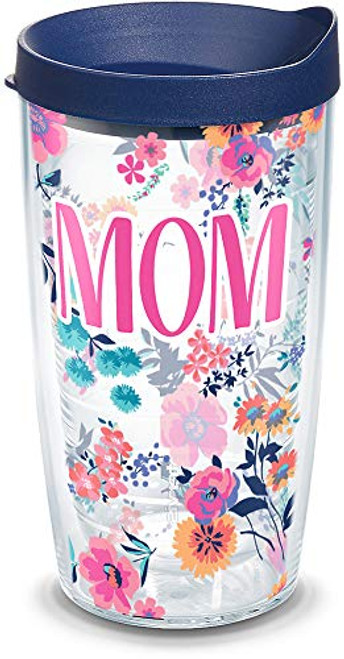 Tervis 1317575 Mom Dainty Floral Insulated Tumbler with Wrap and Lid, 16 oz - Tritan, Clear