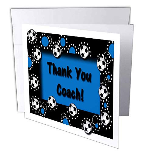 3dRose Thank you Coach Black and Blue - Greeting Cards, 6 x 6 inches, set of 6 (gc_20195_1)
