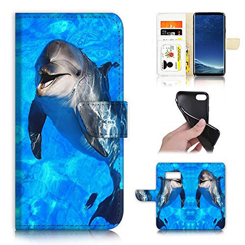 for Samsung S10+ / Galaxy S10 Plus, Designed Flip Wallet Phone Case Cover, A21798 Dolphin Blue Sea 21798