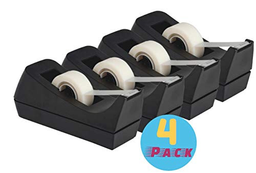 1InTheOffice Desktop Tape Dispenser, Black"4 Pack" (Desk Tape Dispenser)