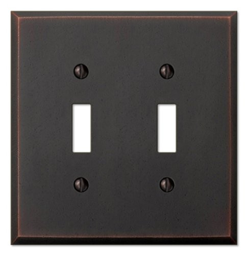 Amerelle Manhattan Double Toggle Cast Metal Wallplate in Aged Bronze