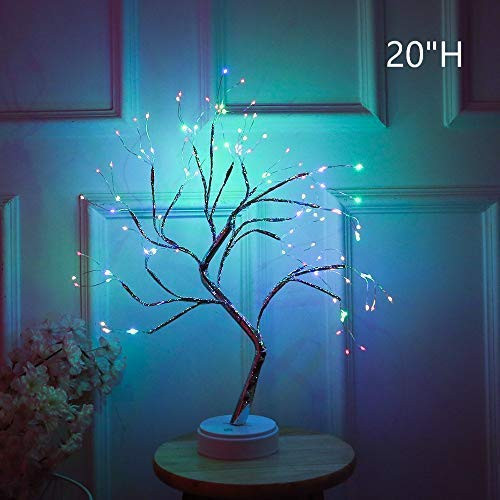 Fuchsun Bonsai Tree Light 108 LED Warm White Shimmer Black Branches Battery and USB Operated (Warm White Glow Black Branch) (Warm White Glow-Black Branch)