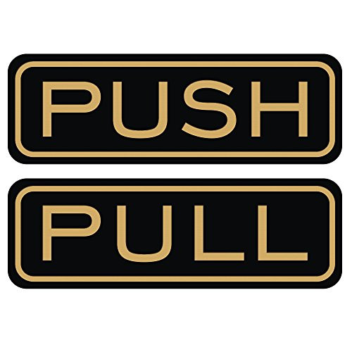 Classic Horizontal Push Pull Door Sign (Black/Gold) - Large