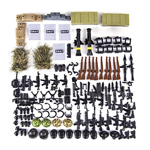 Lingxuinfo Military Army Weapons Toy Weapon Accessories for Brick Figures, Army Weapons Sandbag Bricks Building Blocks Toy Compatible with Major Brand