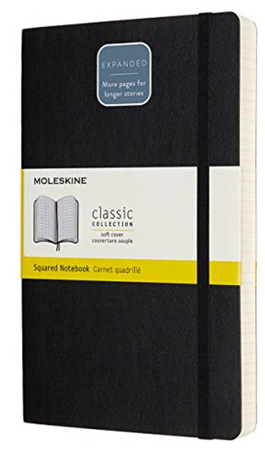 Moleskine Classic Expanded Notebook, Soft Cover, Large (5" x 8.25") Squared/Grid, Black, 400 Pages