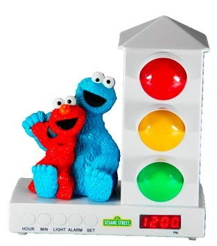 Custom Quest Sesame Street Stoplight Alarm Clock for Kids, It's Ok to Wake Clock with Cookie Monster and Elmo