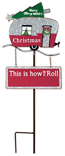 Sunset Vista Designs 14535 Vintage Trailer Garden Stake, This is How We This is How We Roll
