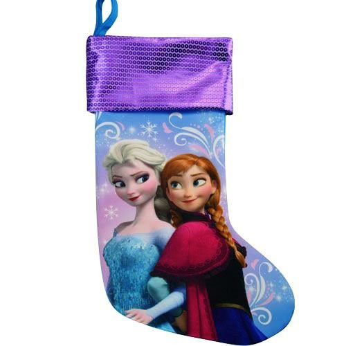 Disney Christmas Frozen Anna and Elsa Stocking 18" Purple Jersey Stockings with Sequins on Cuff Disney Christmas Frozen Anna and Elsa Stocking 18" Purple Jersey Stockings with Sequins on Cuff