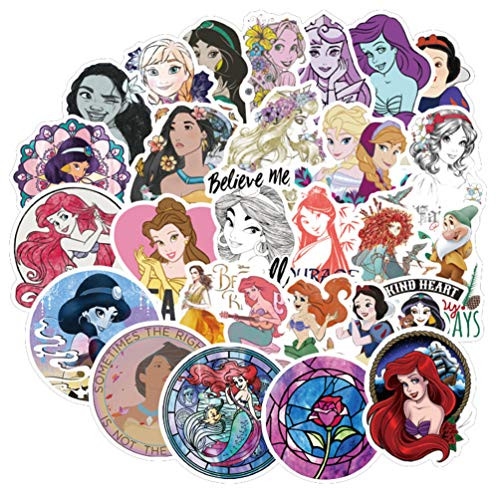 100pcs Pack Cartoon Laptop Stickers, Vinyl Computer Waterproof Water Bottles Skateboard Luggage Decal Graffiti Patches Decal (Princess)