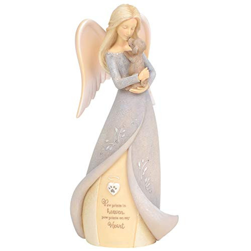 Enesco Foundations Paw Prints in Heaven Dog Bereavement Angel Figurine, 7.05 Inch, Multicolor