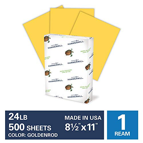 Hammermill Goldenrod Colored 24lb Copy Paper, 8.5x11, 1 Ream, 500 Total Sheets, Made in USA, Sustainably Sourced From American Family Tree Farms, Acid Free, Pastel Printer Paper, 104349R