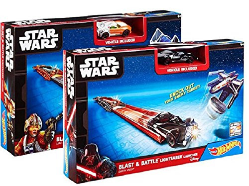 Star Wars Hot Wheels Blast and Battle Lightsaber Launcher Combo Set!