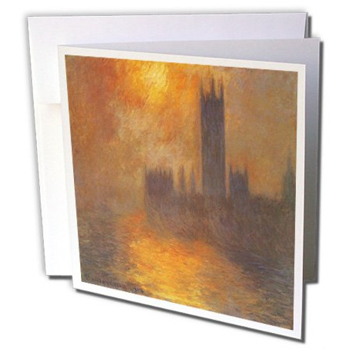 3dRose The Houses of Parliament Sunset by Claude Monet 1904 Greeting Cards, Set of 12 (gc_126631_2)