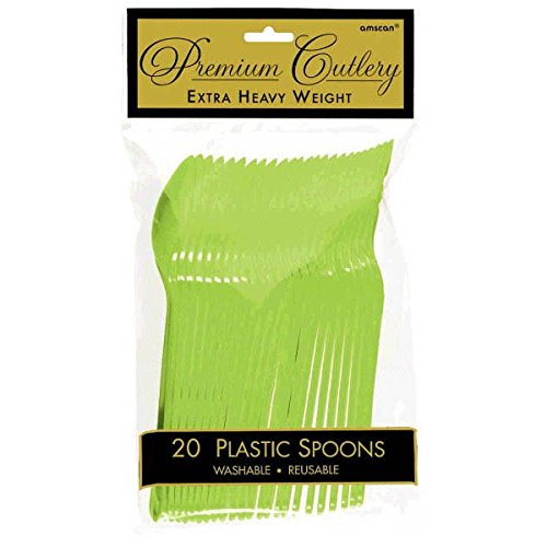Vibrant Kiwi Green Premium Plastic Spoons, 20 Ct.