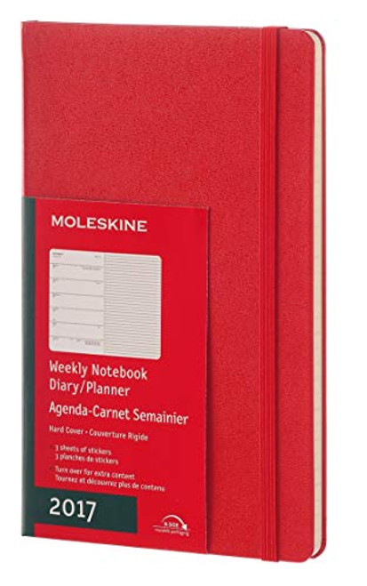 Moleskine Classic 12 Month 2017 Weekly Planner, Hard Cover, Large (5" x 8.25") Scarlet Red