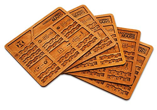 Smonex 5 Wood Player Boards for Playing Terraforming Mars Board Game - Gaming Organization with Player Trays Suitable for all Terraforming Mars Expansions