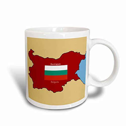 3dRose Map and Flag of Bulgaria with Bulgaria Printed in English and Bulgarian, Ceramic Mug, 15-Oz