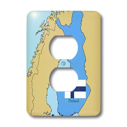 3dRose lsp_37585_6 The map and Flag Finland Printed in English and Finnish. 2 Plug Outlet Cover