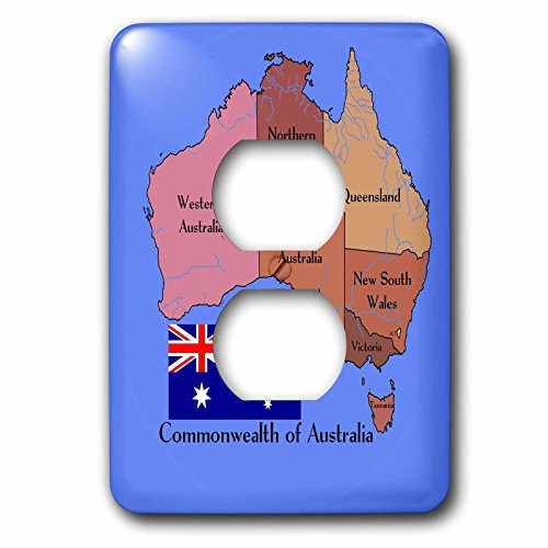 3dRose lsp_79411_6 The Map And Flag Of The Commonwealth Of Australia With States And Territories Marked 2 Plug Outlet Cover