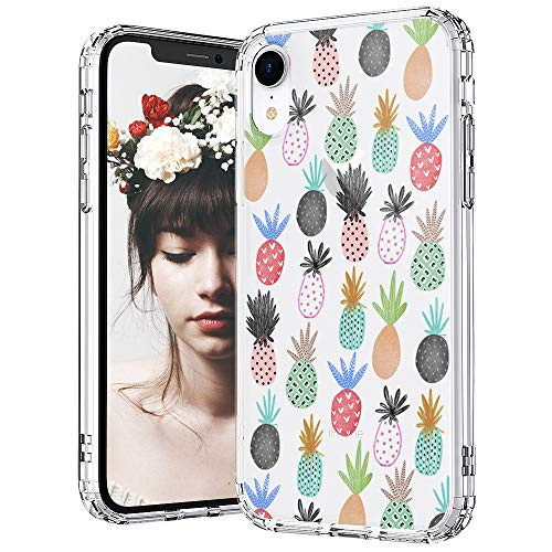 MOSNOVO iPhone XR Case, Clear iPhone XR Case, Pineapple Pattern Clear Design Transparent Plastic Hard Back Case with Soft TPU Bumper Protective Case Cover for Apple iPhone XR