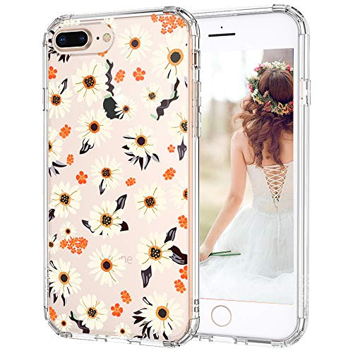 iPhone 8 Plus Case, iPhone 7 Plus Case, MOSNOVO Girls Daisy Floral Flower Pattern Transparent Clear Design Back Case with TPU Bumper Case Cover for iPhone 7 Plus/iPhone 8 Plus