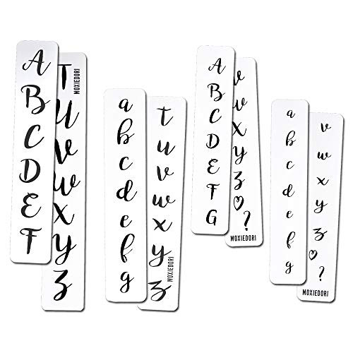 MoxieDori Brush Lettering Tracing Strips Bundle of 4 Uppercase Cursive ...