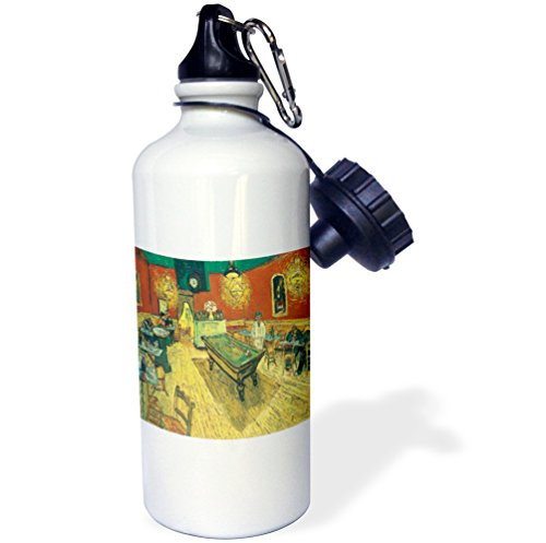 3dRose wb_128144_1"The Night Cafe by Vincent Van Gogh" Sports Water Bottle, 21 oz, White