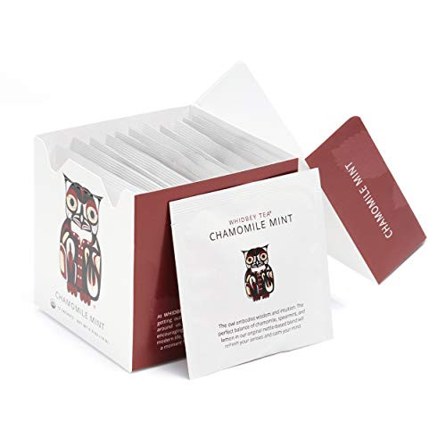 Whidbey Tea Bags - Chamomile Mint - Premium Certified Organic. Delicate Caffeine Free, Artisan Floral Herbal Decaffeinated Teas, Infuser Pyramid Bag, Individually Wrapped. (12 Count)