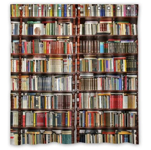 KXMDXA Neat Bookshelf,Library Waterproof Polyester Bath Shower Curtain Size 66x72 Inch