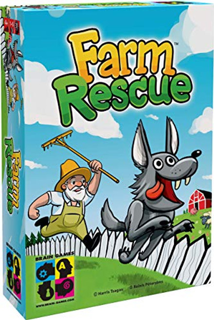 BRAIN GAMES Farm Rescue Children's Board Game - Cooperative Memory Game for Kids Age 4+, Families & Casual Gamers, Green