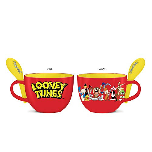 Silver Buffalo LT123836B Looney Tunes Ceramic Soup Mug with Matching Spoon, 24-Ounce, Red