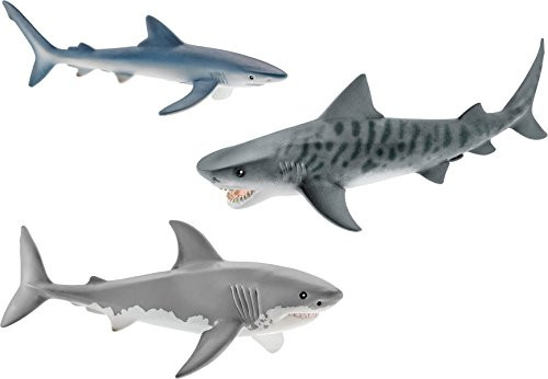 Schleich Shark Set - Tiger Shark, Great White Shark, and Blue Shark